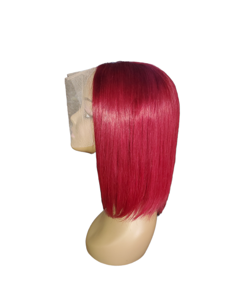 Transparent Lace Frontal Wine Bob Wig