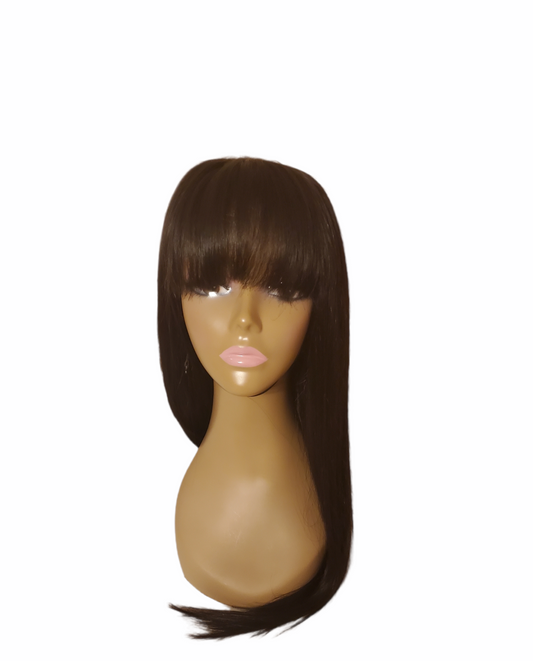 4x4 Transparent Lace Closure Straight Wig W/ Bangs